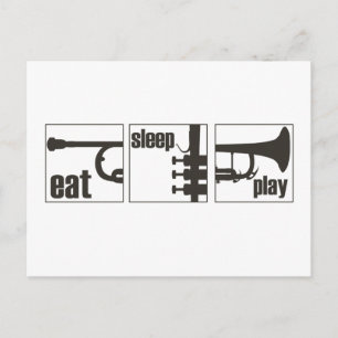 Carte Postale Manger. Dormir. Joue. Trompette