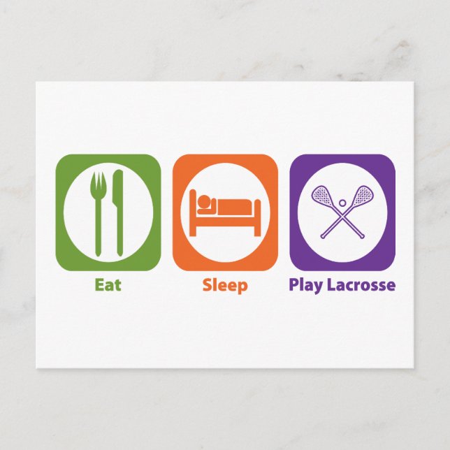 Carte Postale Manger Dormir Jouer Lacrosse (Devant)