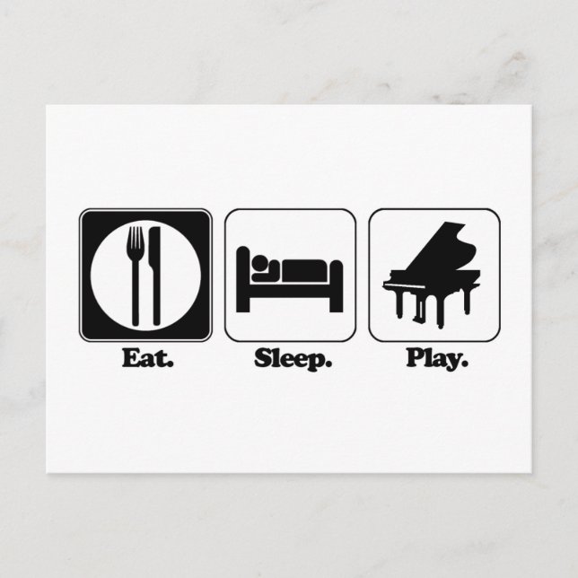 Carte Postale manger dormir jouer piano (Devant)