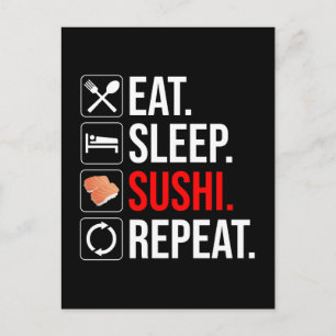 Carte Postale Manger. Dormir. Sushi. Répéter