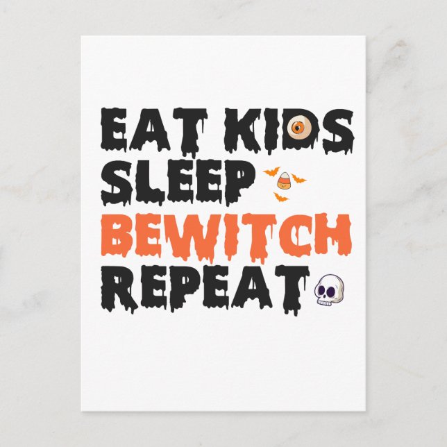 Carte Postale Manger Enfants Dormir Ensorceler Répéter Drôle Épo (Devant)