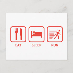 Carte Postale Manger la course de sommeil