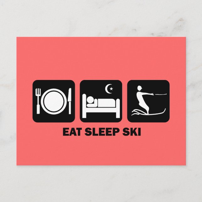 Carte Postale manger l'eau du sommeil ski (Devant)