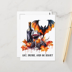 Carte Postale Mangez Boire et soyez effrayant Automne Halloween 