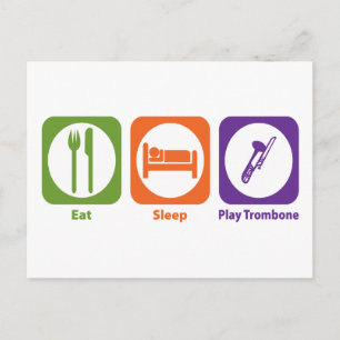 Carte Postale Mangez le sommeil Jouer Trombone