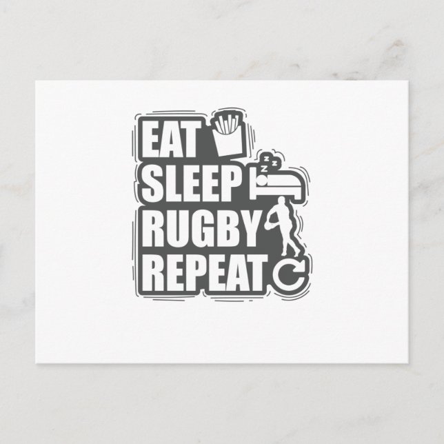 Carte Postale Mangez Sleep Rugby Répéter Football Sport (Devant)