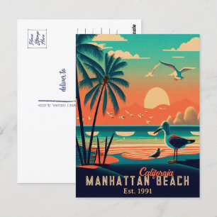 Carte Postale Manhattan Beach California Sunset Souvenirs 1950