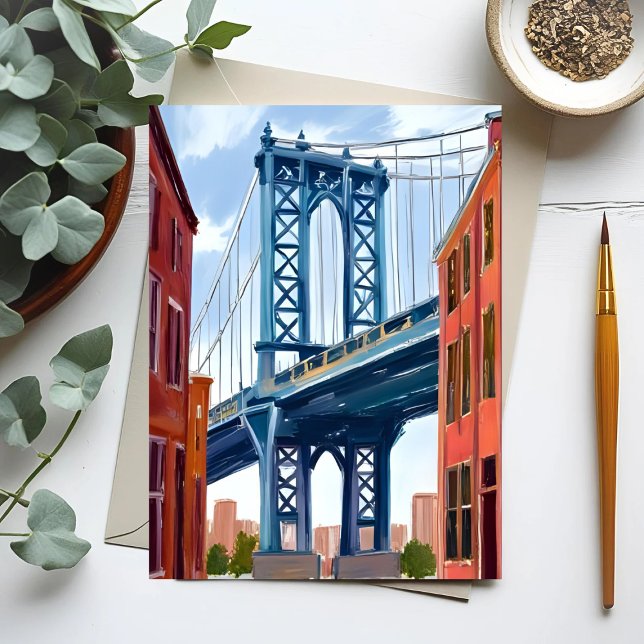 Carte Postale Manhattan Bridge New York City Peinture (Créateur téléchargé)