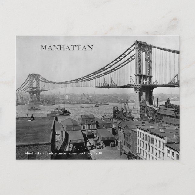 Carte Postale Manhattan Bridge under construction 1909 photo (Devant)