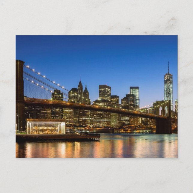 Carte Postale Manhattan et Brooklyn Bridge à Dusk (Devant)