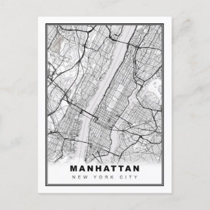 Carte Postale Manhattan Map