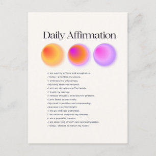 Carte Postale manifestation d'affirmations quotidiennes