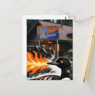 Carte Postale Manifestation de la Loon furieuse soufflant du feu