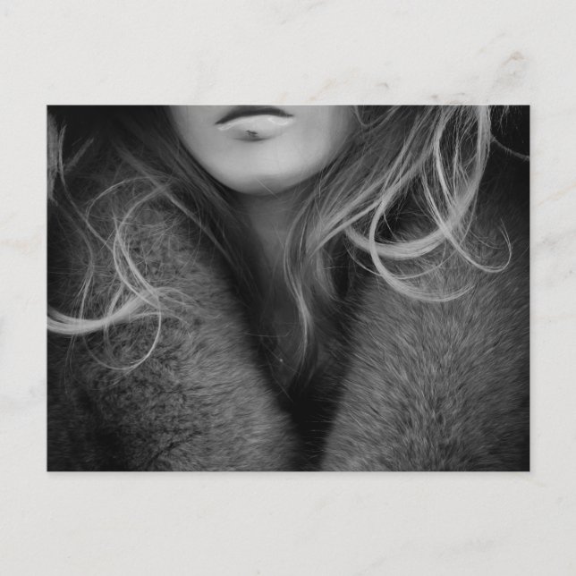 Carte Postale Mannequin blond en noir et blanc (Devant)