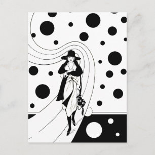 Carte Postale Mannequin rétro sur catwalk, mode Art déco vintage