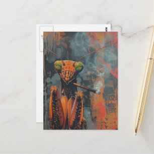 Carte Postale Mante surréaliste fumeur coloré