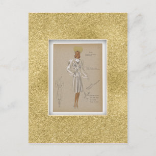Carte Postale Manteau Dressé Doux. Mode des années 1940