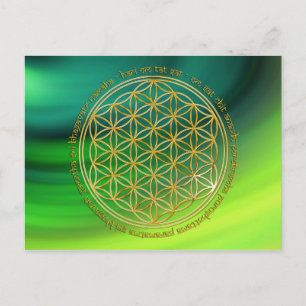 Carte Postale Mantra Moola / Blume Des Lebens vagues vertes