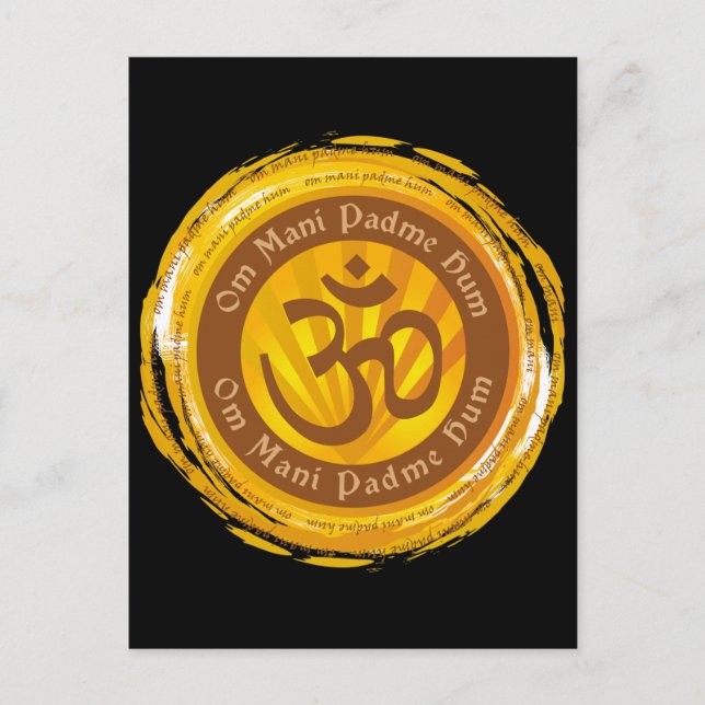 Carte Postale Mantra tibétain avec symbole Aum (Devant)