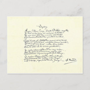 Carte Postale manuscrit autographe de Voyelles (Rimbaud)