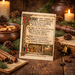 Carte Postale Manuscrit enluminé de la chanson traditionnelle du