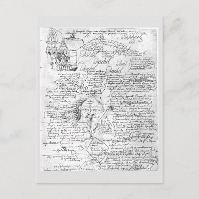 Carte Postale Manuscrit pour le roman Démons de Fiodor Dostoïevs (Devant)