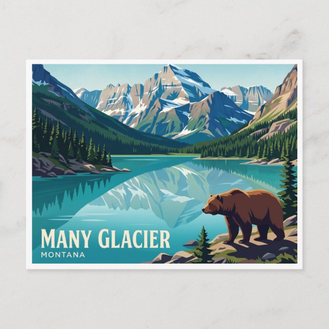 Carte Postale Many Glacier États-Unis (Devant)