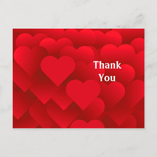 Carte Postale Many Hearts Thank You Postcard