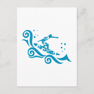 Carte Postale Maori Surfer Avec Vagues Idée Cadeau