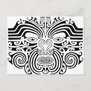 Carte Postale Maori Tattoo - Noir et blanc