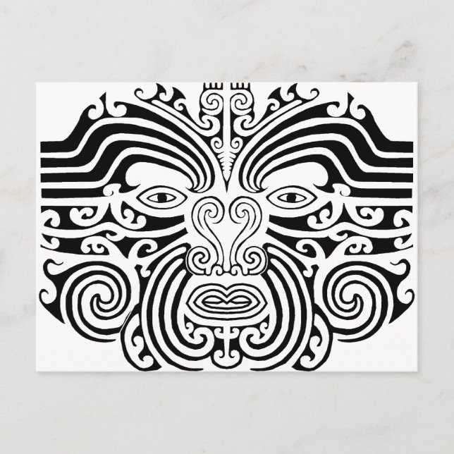 Carte Postale Maori Tattoo - Noir et blanc (Devant)