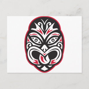 Carte Postale maori tiki moko masque de tatouage