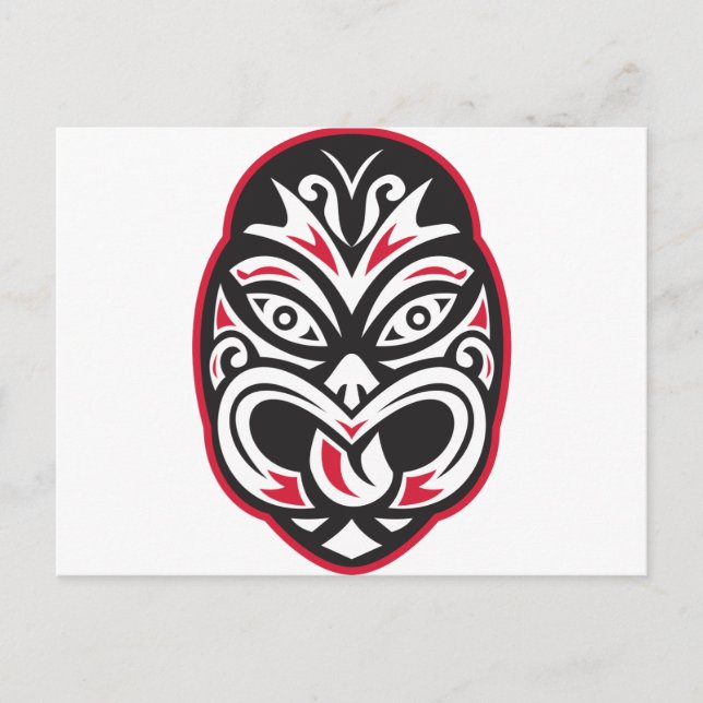 Carte Postale maori tiki moko masque de tatouage (Devant)