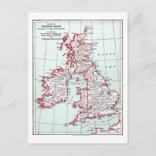 Carte Postale MAP : BRITISH ISLES, c1890