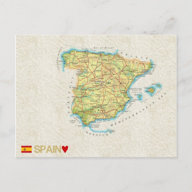 CARTE POSTALE MAP ♥ Espagne (Devant)