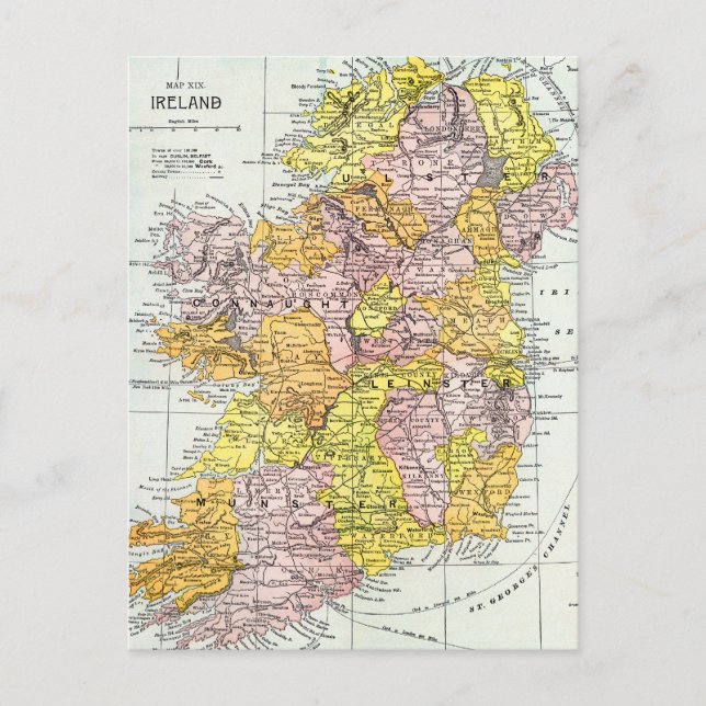 Carte Postale MAP : IRLANDE, c1890 (Devant)