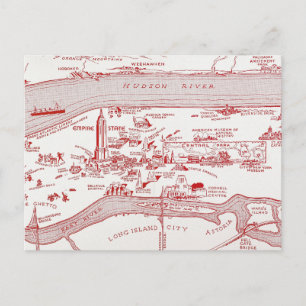 Carte Postale MAP : MANHATTAN, c1935