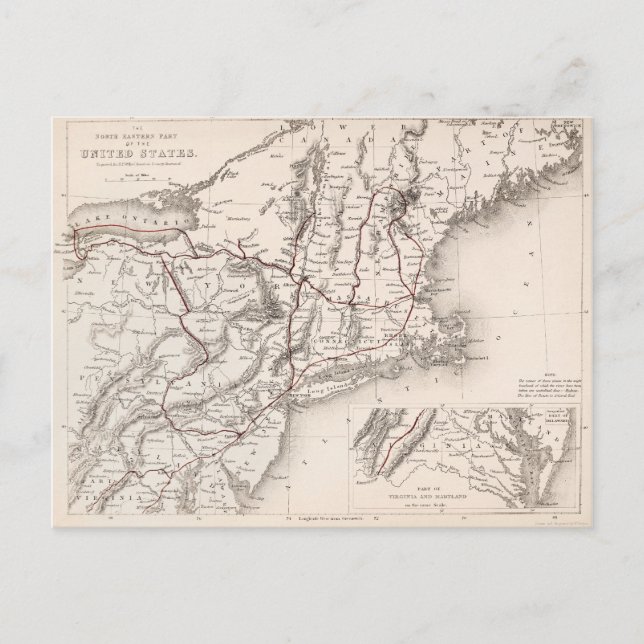 Carte Postale Map: Northeast États-Unis (Devant)