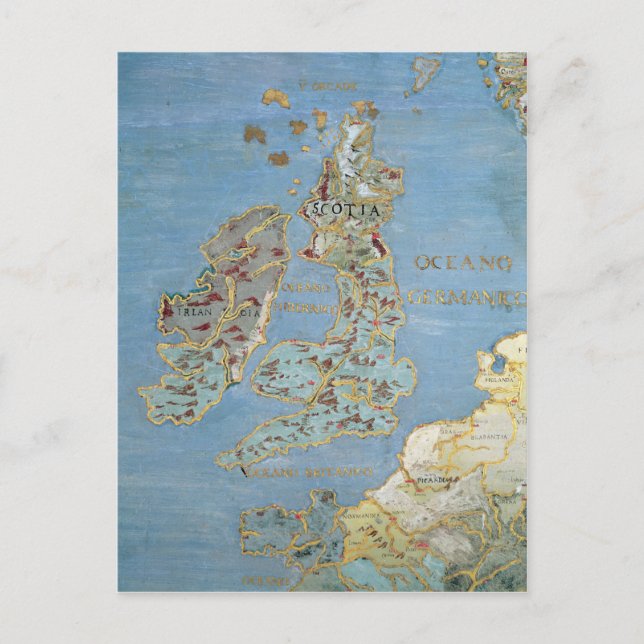 Carte Postale Map of 16th Century Britain & Northern France (Devant)