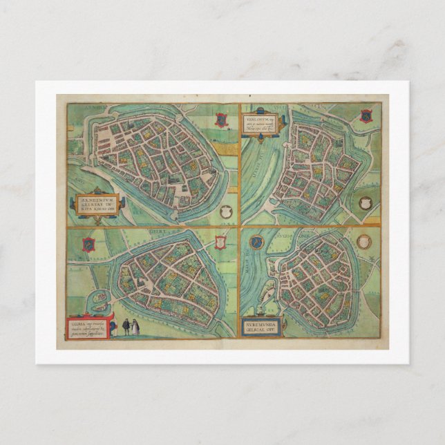 Carte Postale Map of Arnhem, Velmo, Gelre et Ruerm, from 'Civi (Devant)