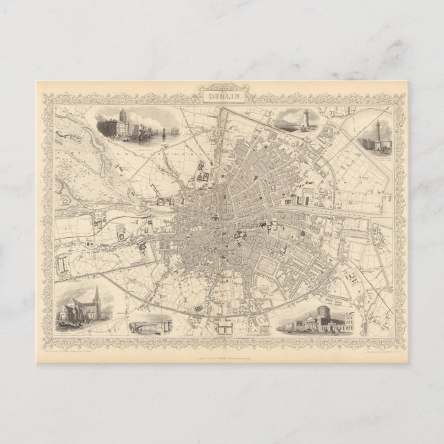 Carte Postale Map of Dublin, Irlande (Devant)