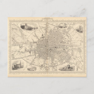 Carte Postale Map of Dublin, Irlande