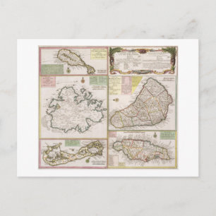 Carte Postale Map of English Disparition in the Caribbean, pub.