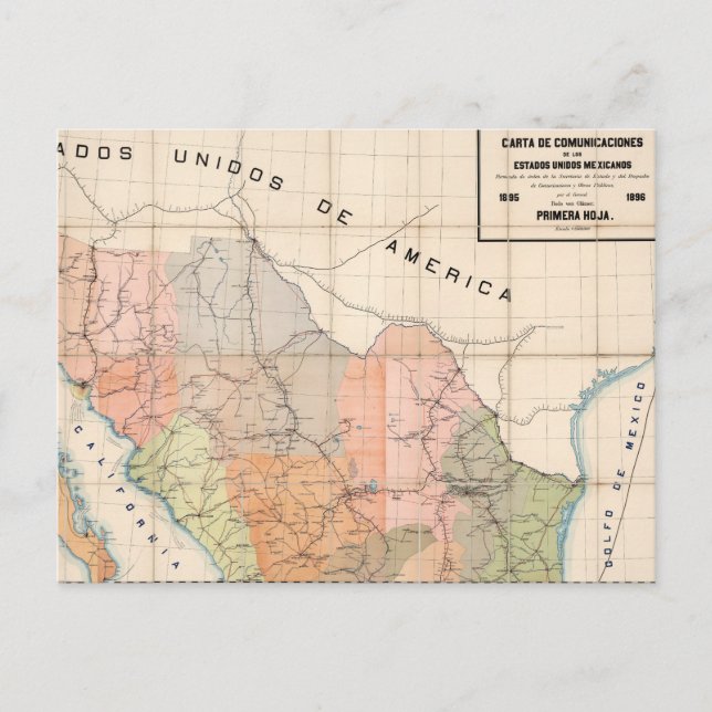 Carte Postale Map of Mexico (Devant)