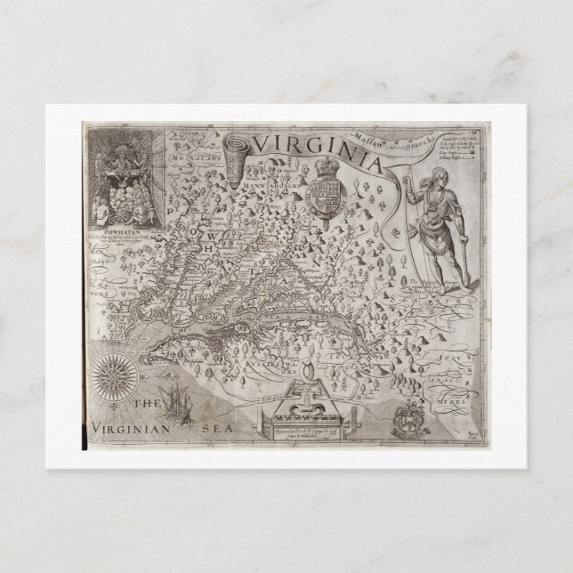 Carte Postale Map of Virginia, discovered and described by Capta (Devant)