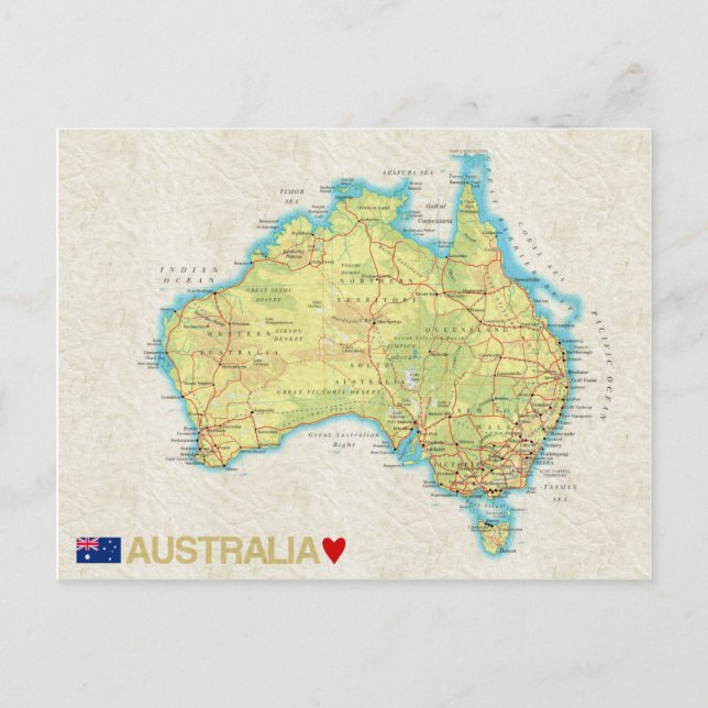 Carte Postale MAP POSTCARDS ♥ Australie (Devant)