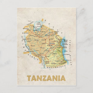 Carte Postale MAP POSTCARDS ♥ Tanzanie