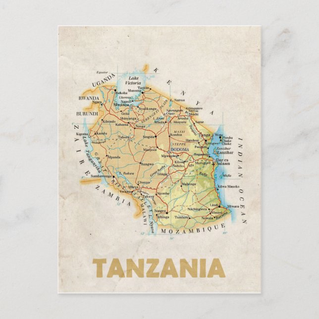 Carte Postale MAP POSTCARDS ♥ Tanzanie (Devant)