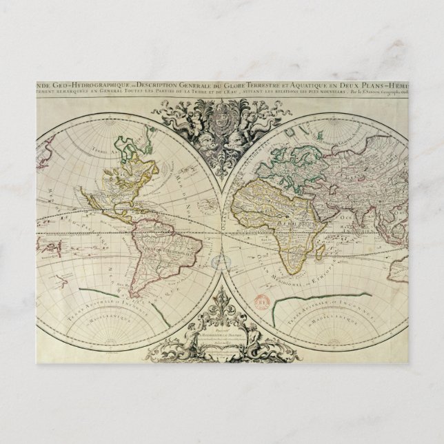 Carte Postale Mappamonde géohydrographique (Devant)