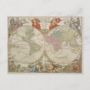 Carte Postale Mappe Monde ou Description du Globe Terrestre & Aq